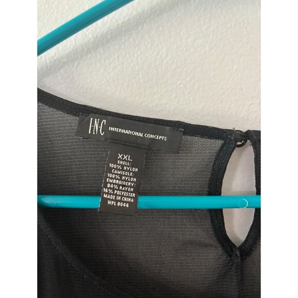 INC International Concepts Womens Sheer Embroidered Top Size XXL Black Y2K Fairy - Picture 3 of 7